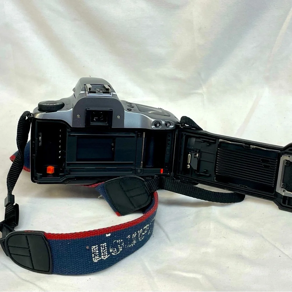 Canon EOS Rebel GII 35mm SLR Camera - Silver & Black with shoulder strap